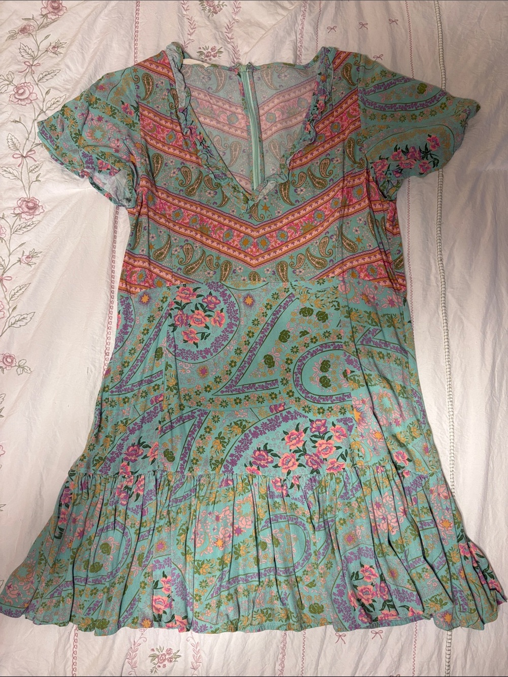 Spell Mint Paisley & Floral Mini Dress